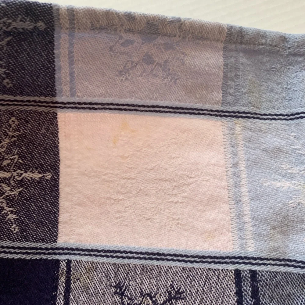 Blue And White Checked Snowflake Bathroom Face Wash Cloths Set of 8